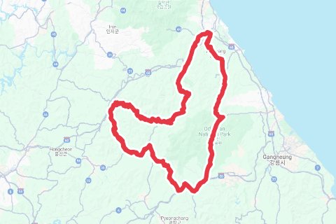 상남-운두령-진고개-부연동-구룡령 자전거 코스 지도