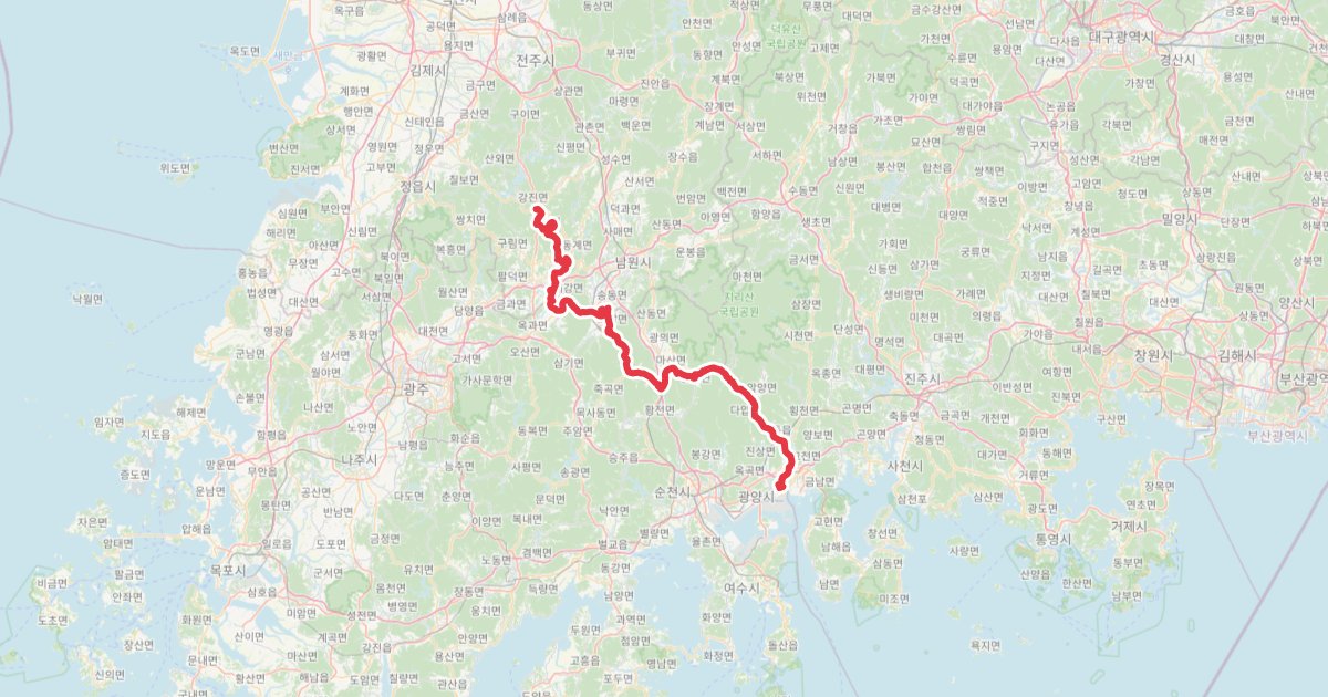 섬진강자전거길 국토종주 GPX (임실~광양 배알도) 자전거 코스 지도