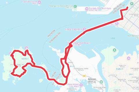 시화방조제-대부도-영흥도 자전거 코스 지도