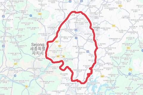 청주 문암 -> 대청 -> 합강 -> 문암 자전거 코스 지도