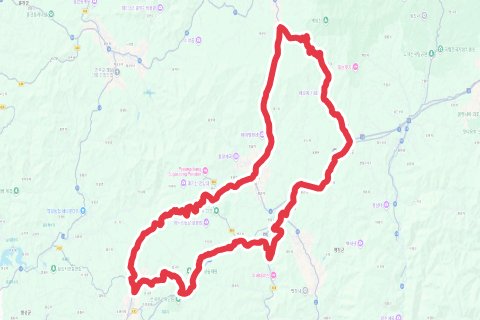 태기산-청태산(둔내캠프 출발) 자전거 코스 지도