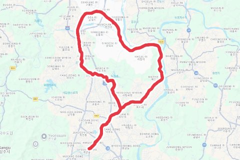 상주시 퇴강 거꾸리 자전거 코스 지도