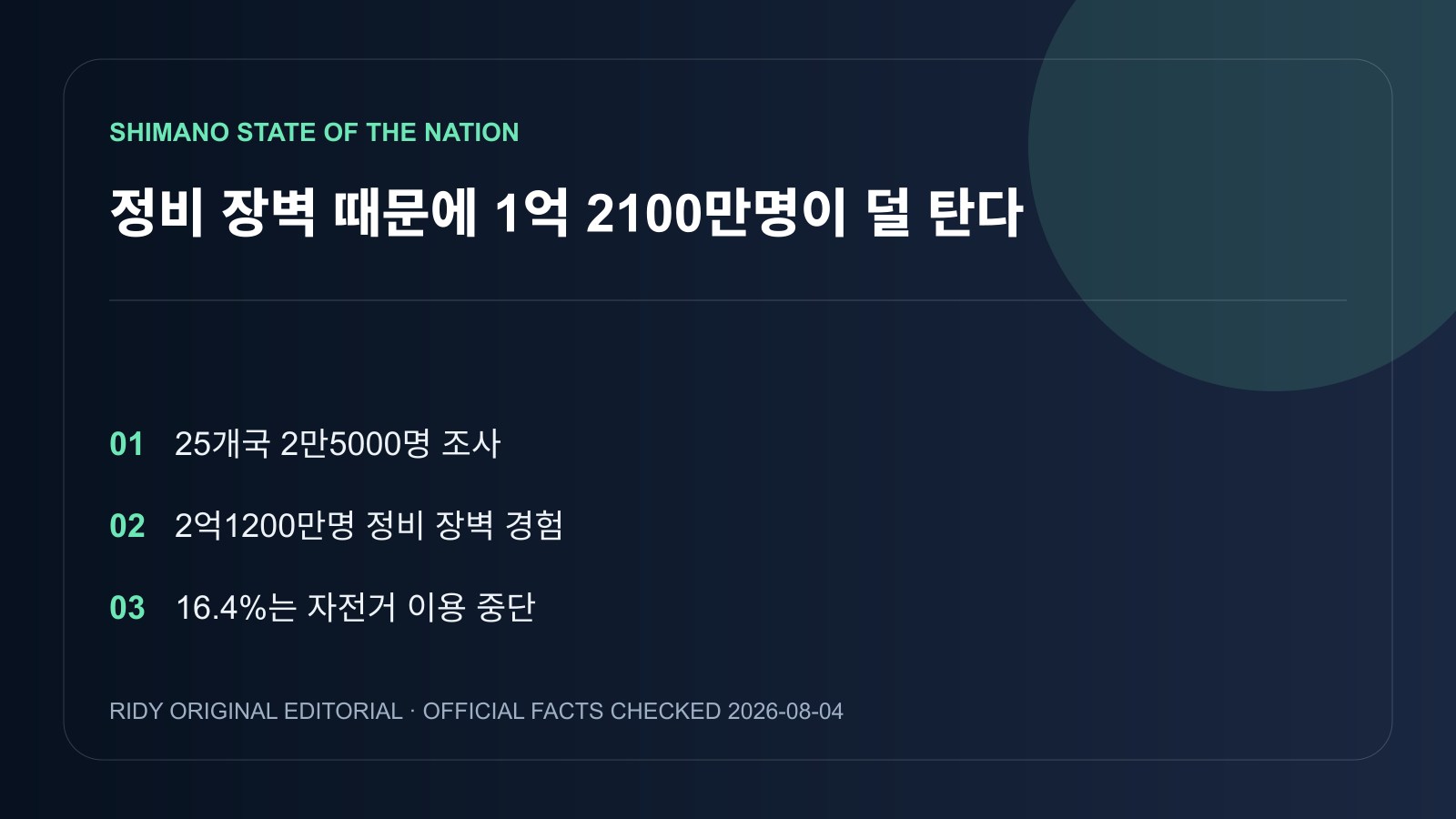 시마노 유럽 25개국 정비 접근성 조사 인포그래픽
