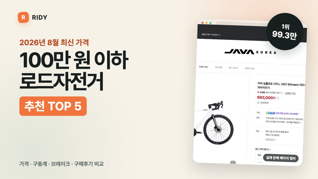 100만 원 이하 로드자전거 추천 5선 표지